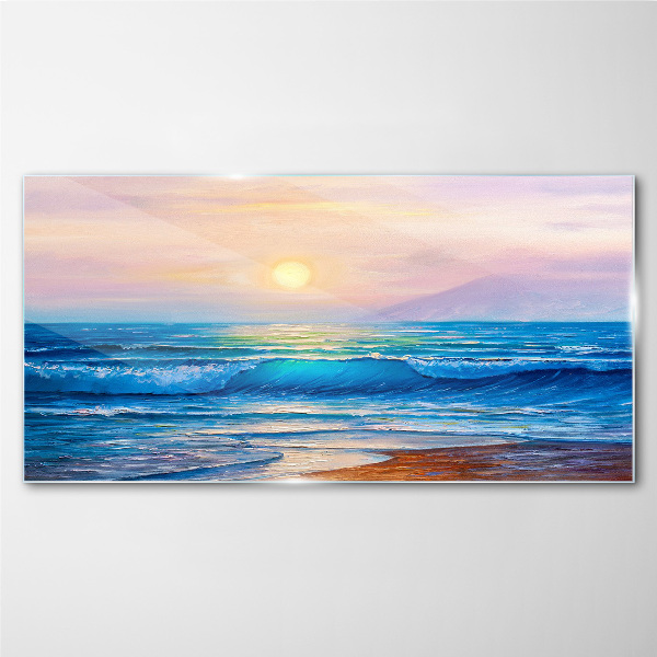 A quiet morning by the ocean Wall art on glass