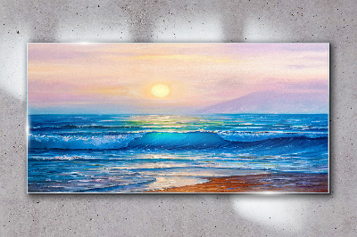 A quiet morning by the ocean Wall art on glass