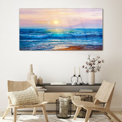 A quiet morning by the ocean Wall art on glass