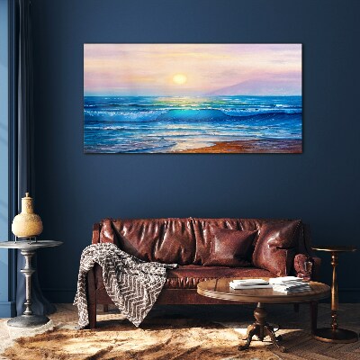 A quiet morning by the ocean Wall art on glass