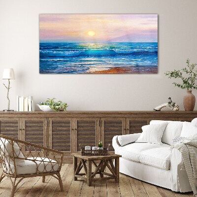 A quiet morning by the ocean Wall art on glass