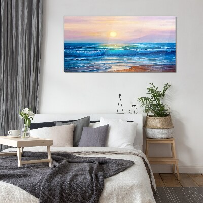 A quiet morning by the ocean Wall art on glass