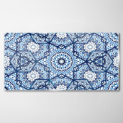 Geometric patterns in shades of blue Glass art print