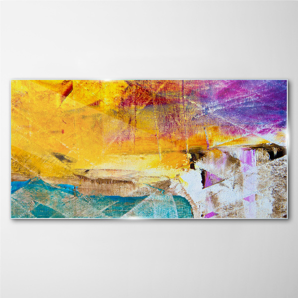 Abstract landscape in intense colors Wall art on glass