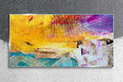 Abstract landscape in intense colors Wall art on glass