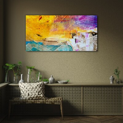 Abstract landscape in intense colors Wall art on glass