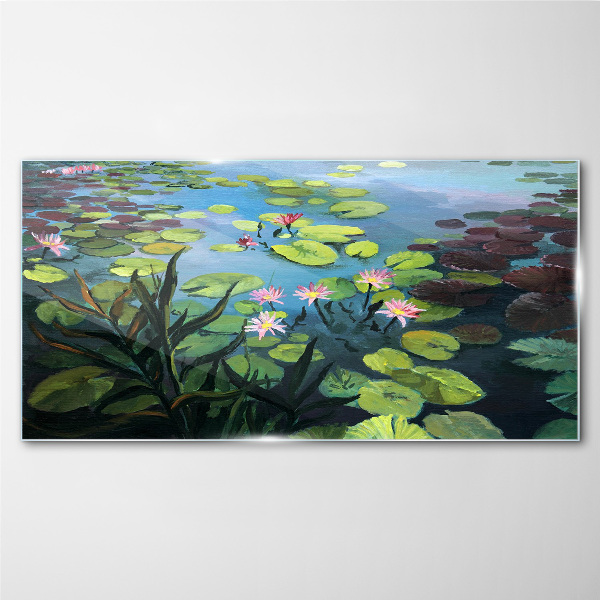 Water lilies Wall art on glass