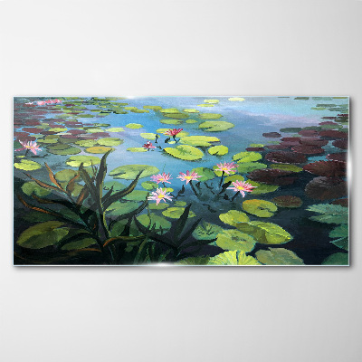 Water lilies Wall art on glass