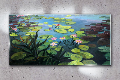 Water lilies Wall art on glass
