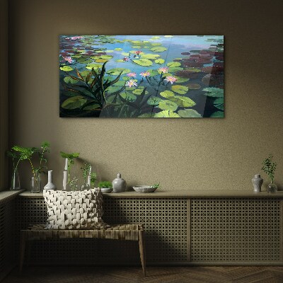 Water lilies Wall art on glass