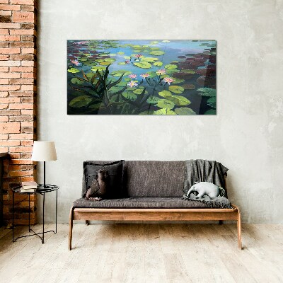 Water lilies Wall art on glass