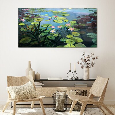 Water lilies Wall art on glass