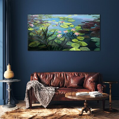 Water lilies Wall art on glass