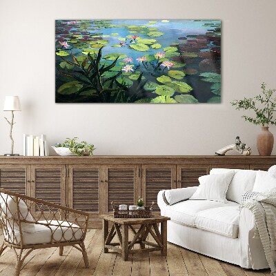 Water lilies Wall art on glass