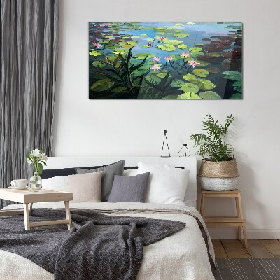 Water lilies Wall art on glass