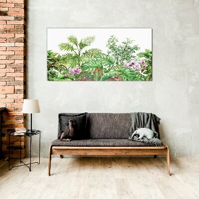 Tropical oasis of greenery Glass art print