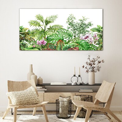 Tropical oasis of greenery Glass art print