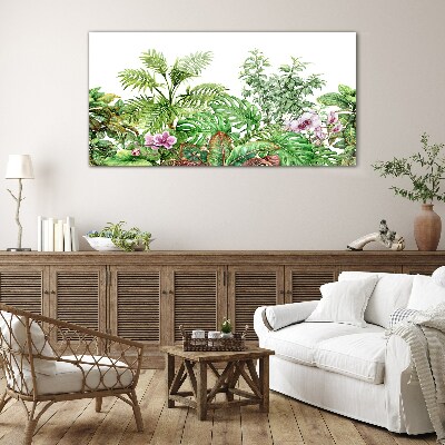 Tropical oasis of greenery Glass art print