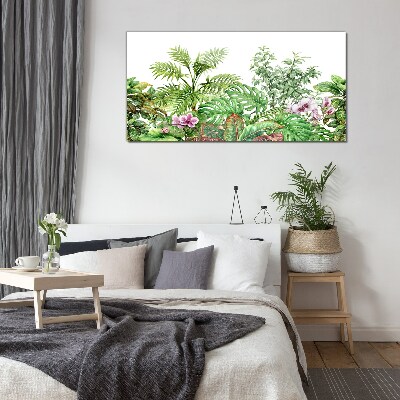 Tropical oasis of greenery Glass art print