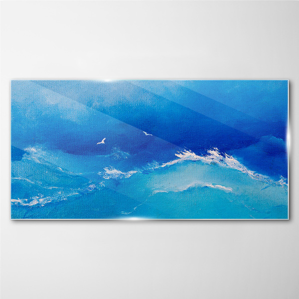 Calm ocean waves Wall art on glass