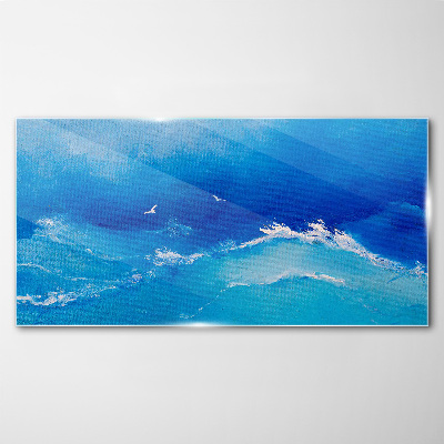 Calm ocean waves Wall art on glass