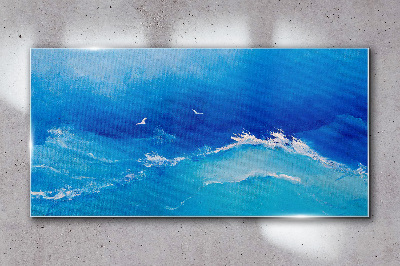 Calm ocean waves Wall art on glass