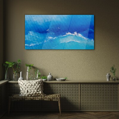 Calm ocean waves Wall art on glass