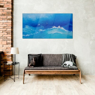 Calm ocean waves Wall art on glass