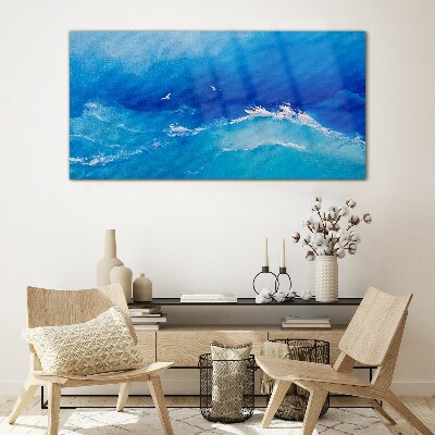 Calm ocean waves Wall art on glass