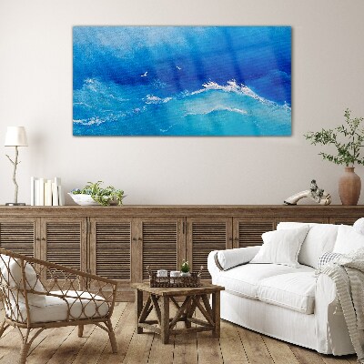 Calm ocean waves Wall art on glass
