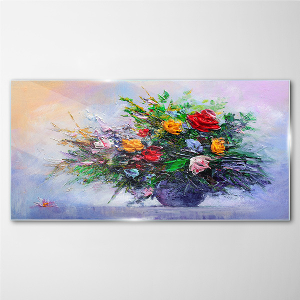 Spring bouquet of flowers Wall art on glass