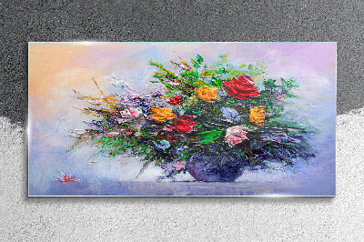 Spring bouquet of flowers Wall art on glass