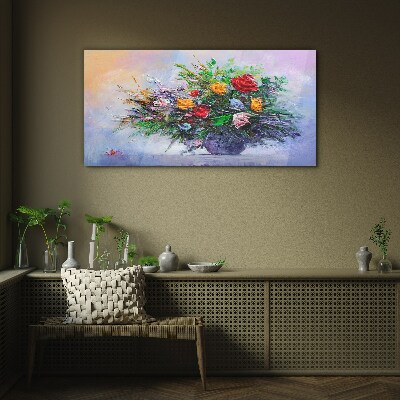 Spring bouquet of flowers Wall art on glass