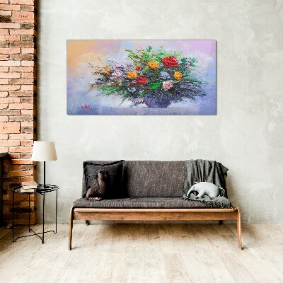 Spring bouquet of flowers Wall art on glass