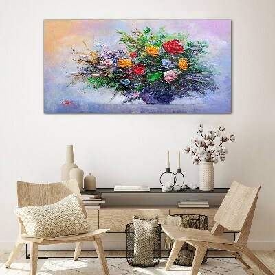Spring bouquet of flowers Wall art on glass