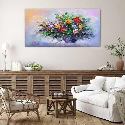 Spring bouquet of flowers Wall art on glass