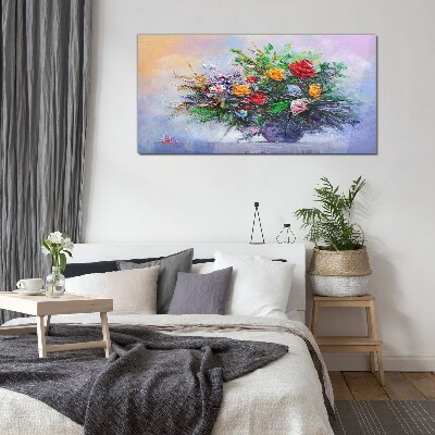 Spring bouquet of flowers Wall art on glass