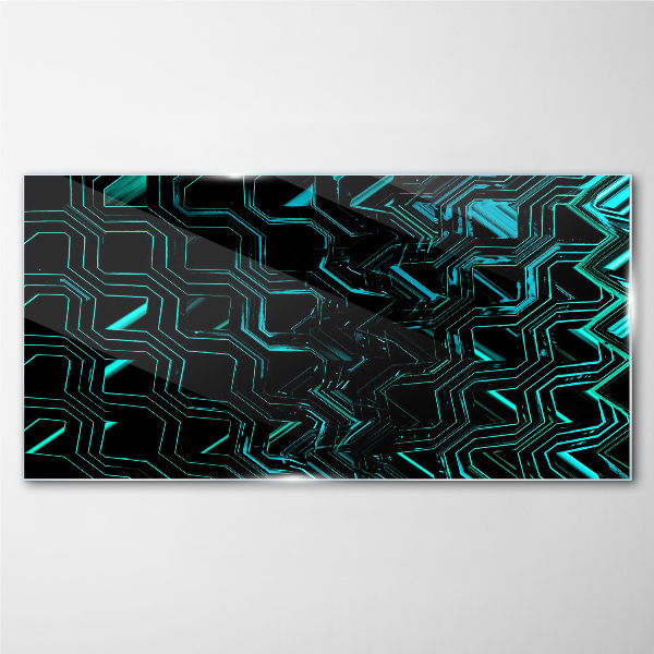 Geometry in shades of turquoise Glass art print