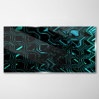 Geometry in shades of turquoise Glass art print