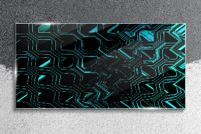 Geometry in shades of turquoise Glass art print
