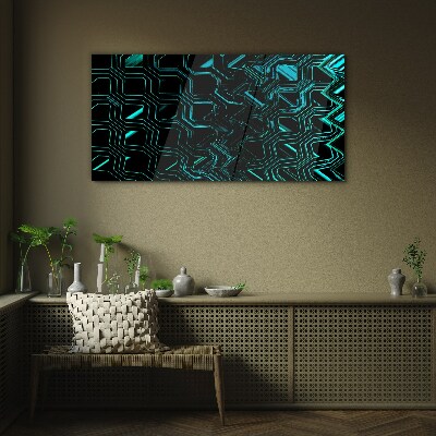 Geometry in shades of turquoise Glass art print