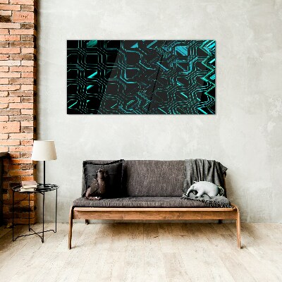 Geometry in shades of turquoise Glass art print