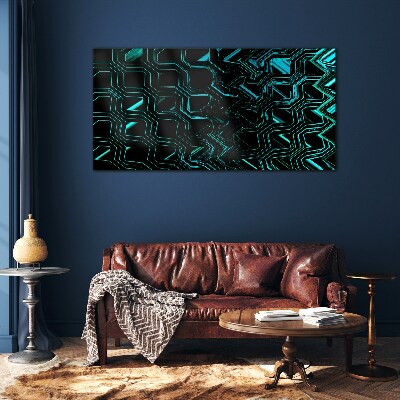 Geometry in shades of turquoise Glass art print
