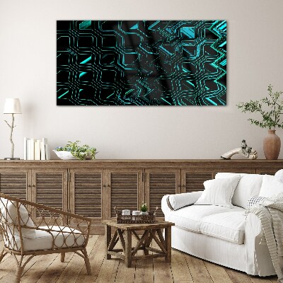 Geometry in shades of turquoise Glass art print