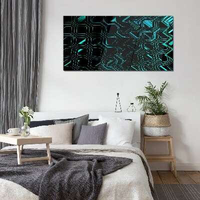 Geometry in shades of turquoise Glass art print