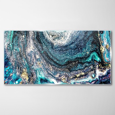 Cosmic waves in shades of blue Glass art print