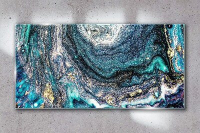 Cosmic waves in shades of blue Glass art print
