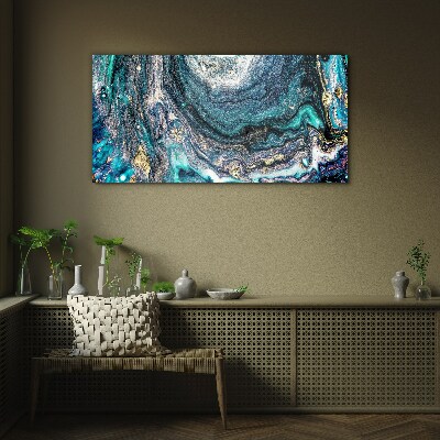 Cosmic waves in shades of blue Glass art print