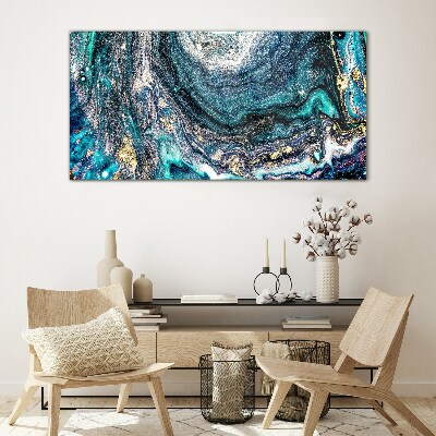 Cosmic waves in shades of blue Glass art print