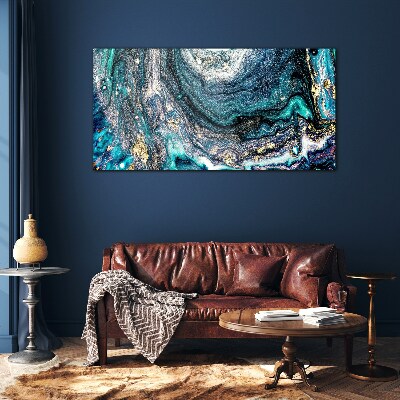 Cosmic waves in shades of blue Glass art print